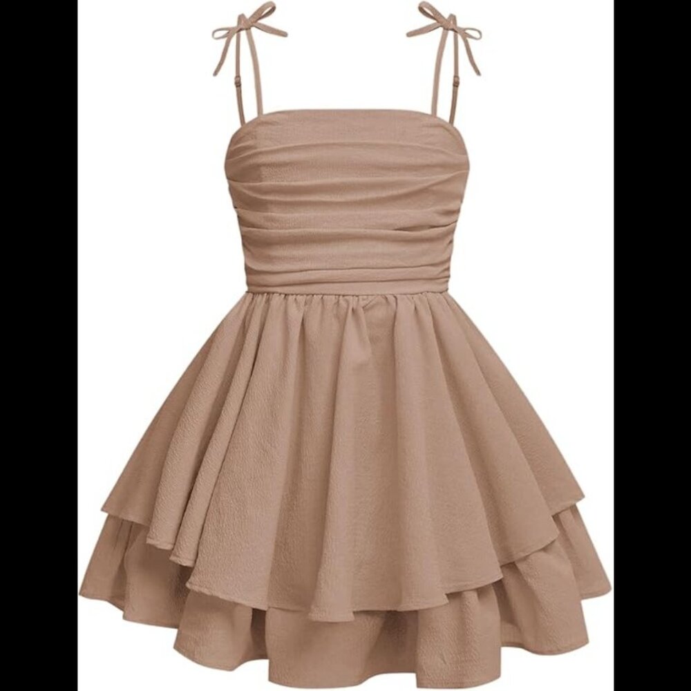 NWOT Girl's Flowy Sleeveless Summer Dress, Khaki SZ 10